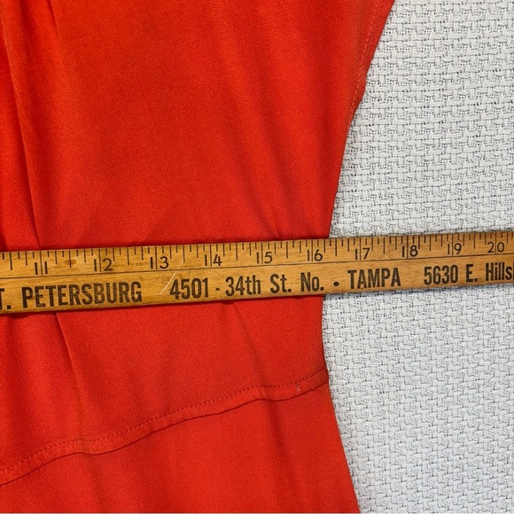 Jonathan Martin Orange Cap Sleeve Stretch Dress Size 12 Colorful Midi Casual - Picture 8 of 9